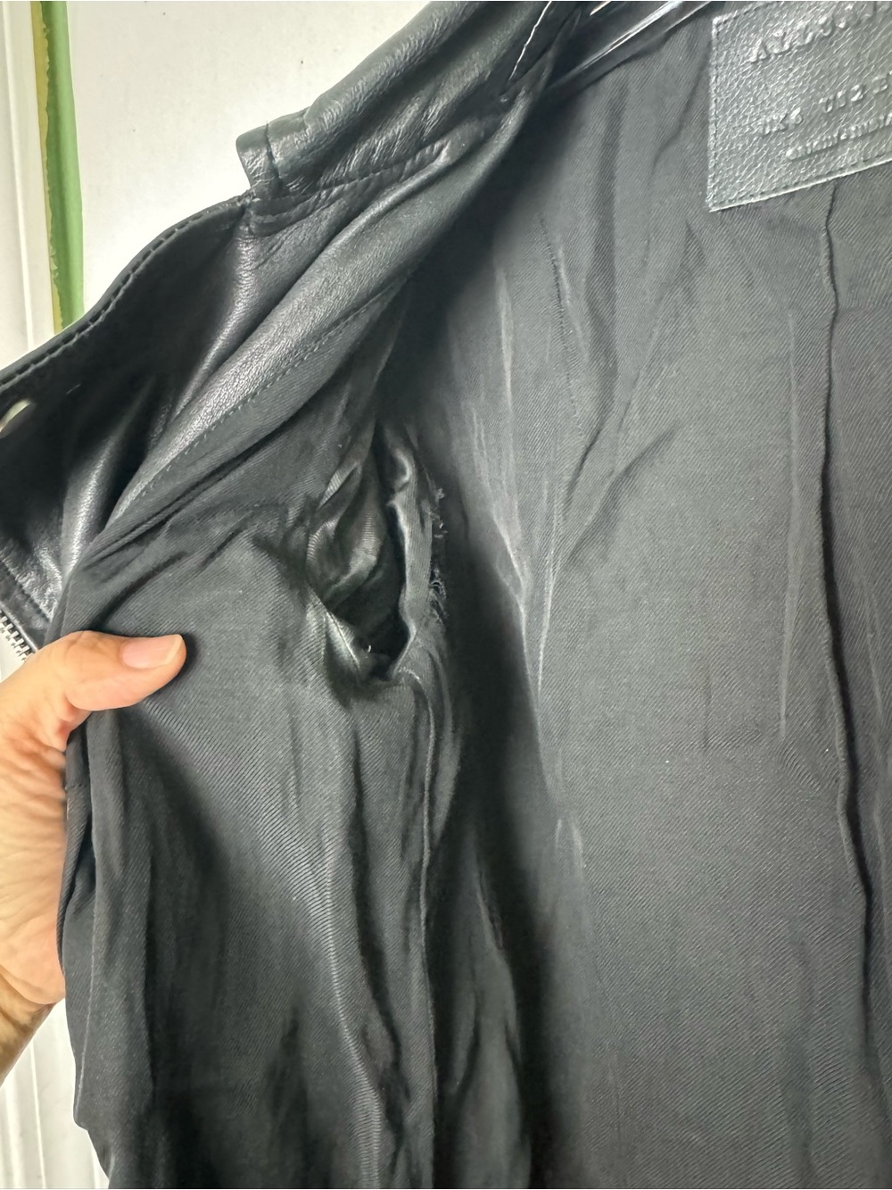 All Saints Whitmer leather biker jacket trench coat with NO belt. Sz 2 - Picture 9 of 13